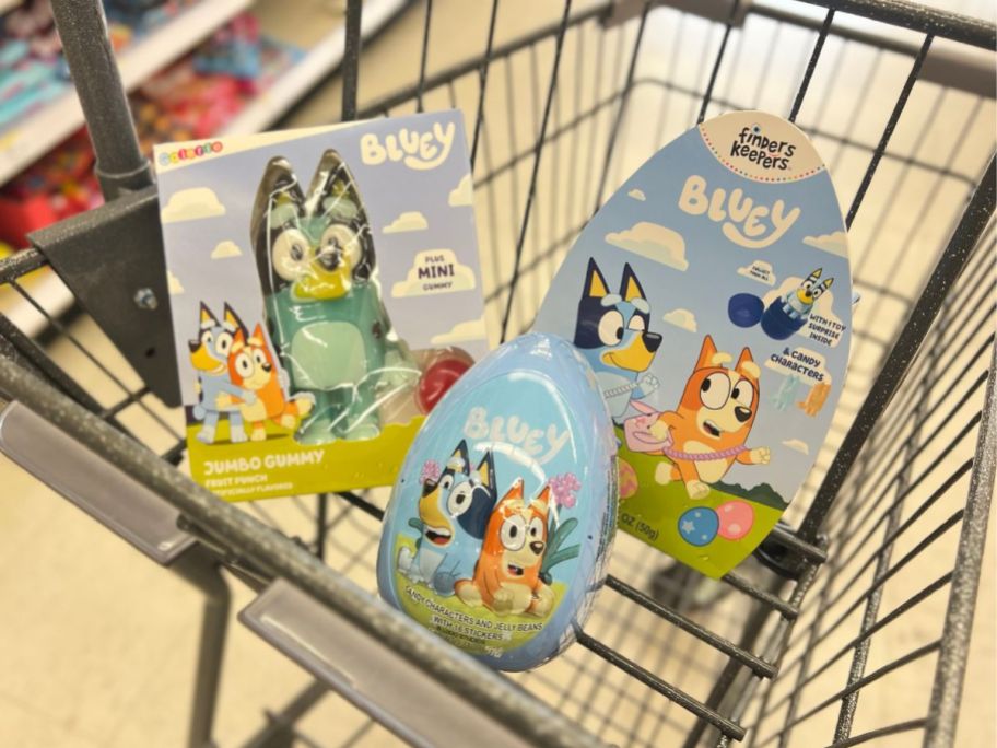 Bluey Easter candy and gifts in Walgreens cart
