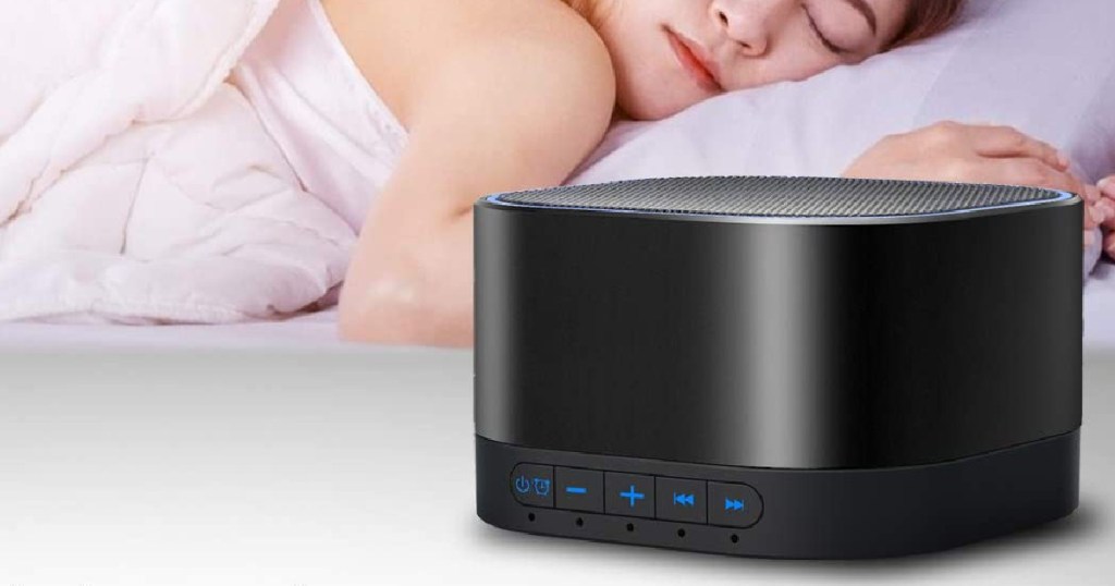 woman sleeping while playing Magicteam Sound Machines White Noise Machine