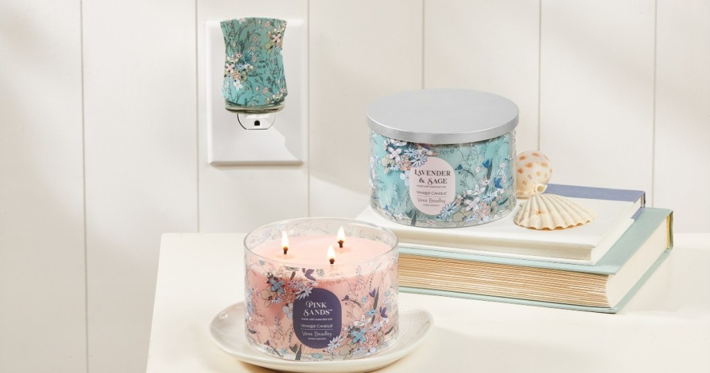 candles and plug-in air freshener with Vera Bradley patterns