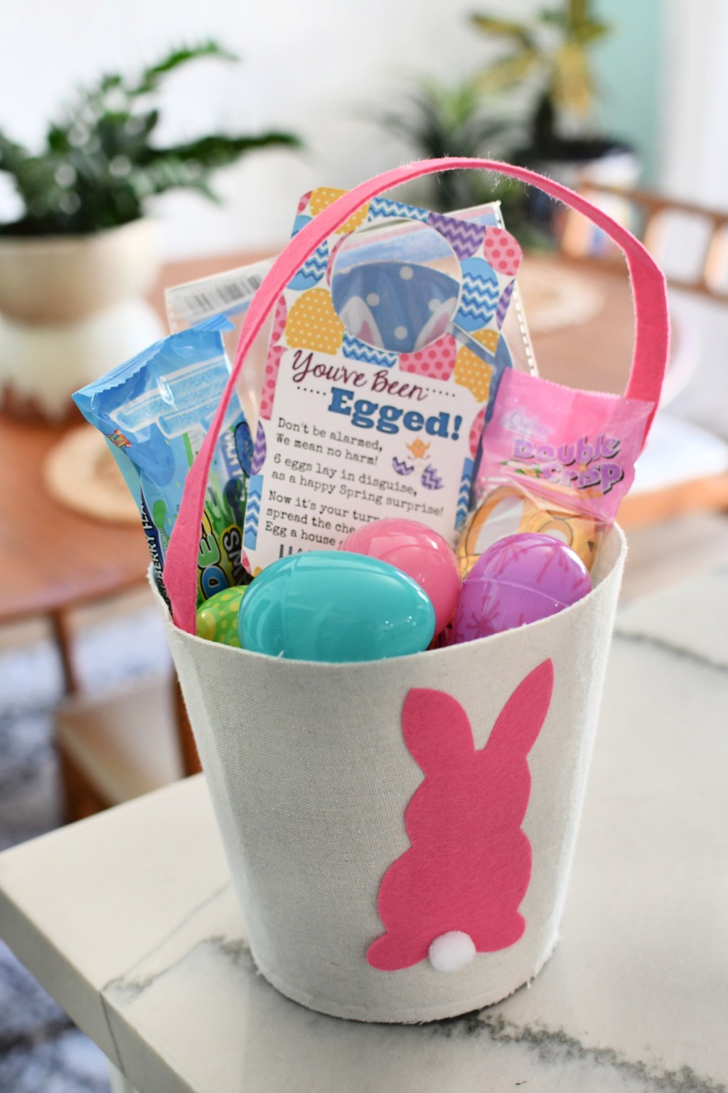 you've Been Egged Easter Basket with Eggs and Candy