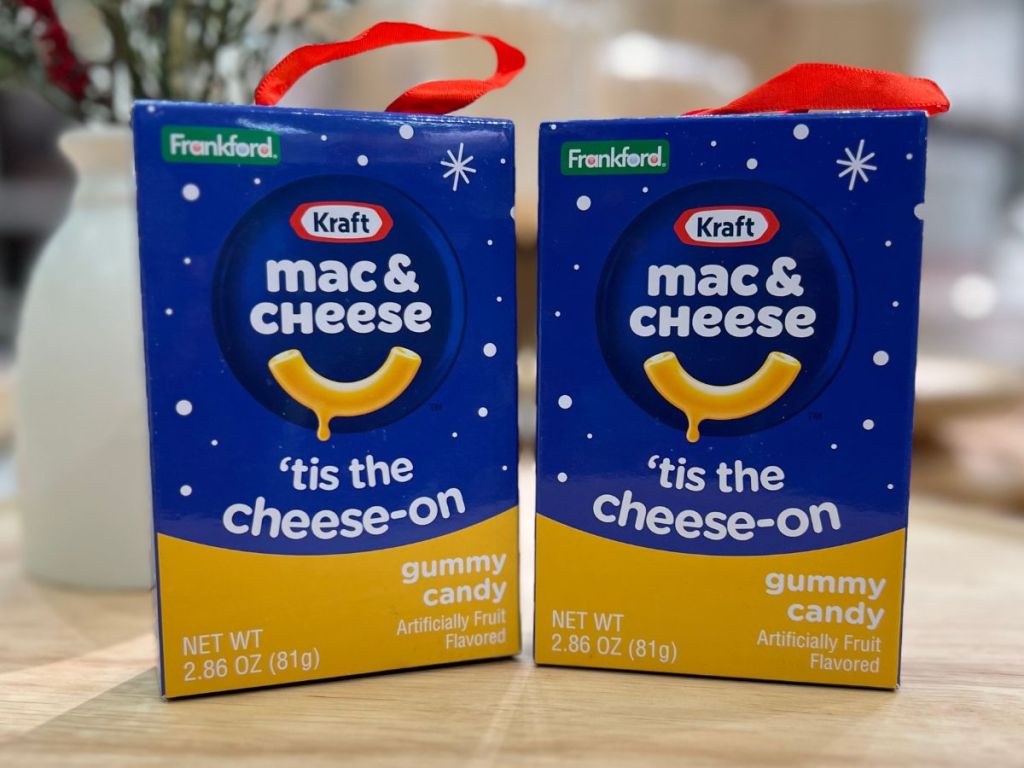 Kraft Mini Mac & Cheese Ornament and Themed Gummy Candy Boxes at Target