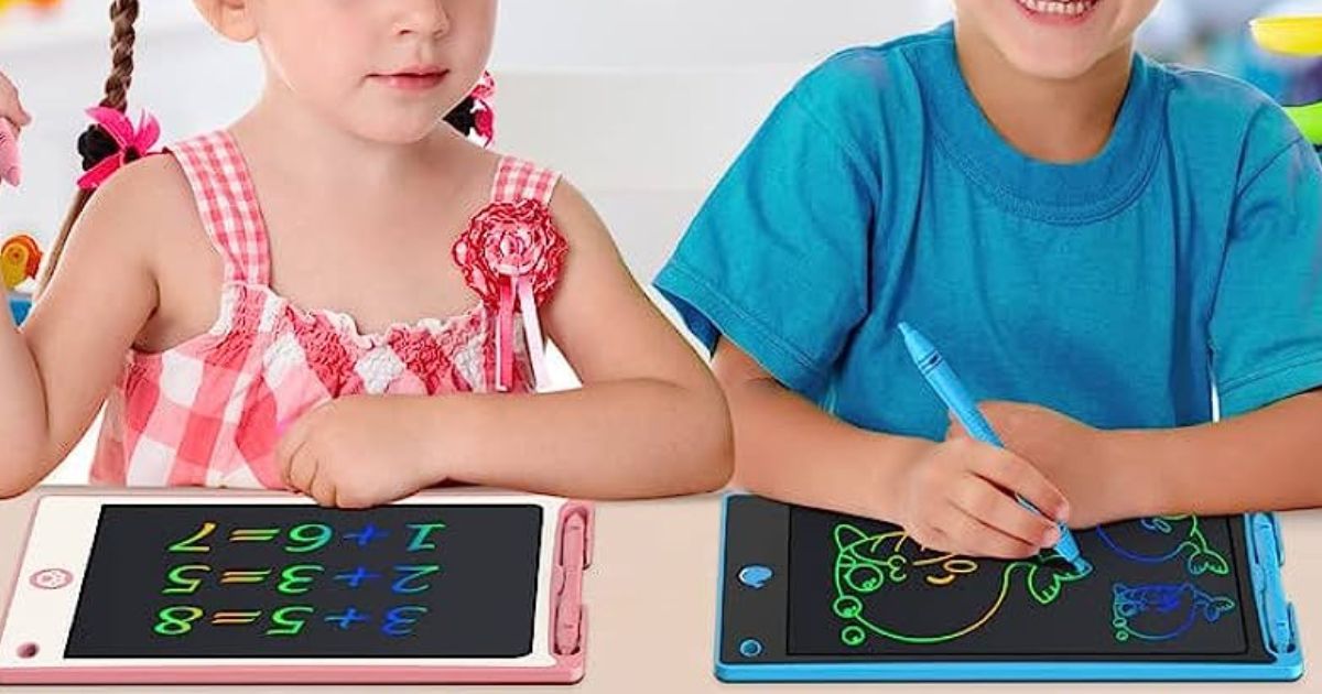 Kids using magic doodle boards