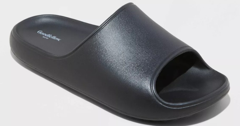 men's black wide slide sandal