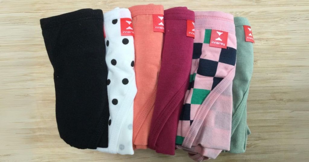 6 pairs of colorful women's panties rolled up