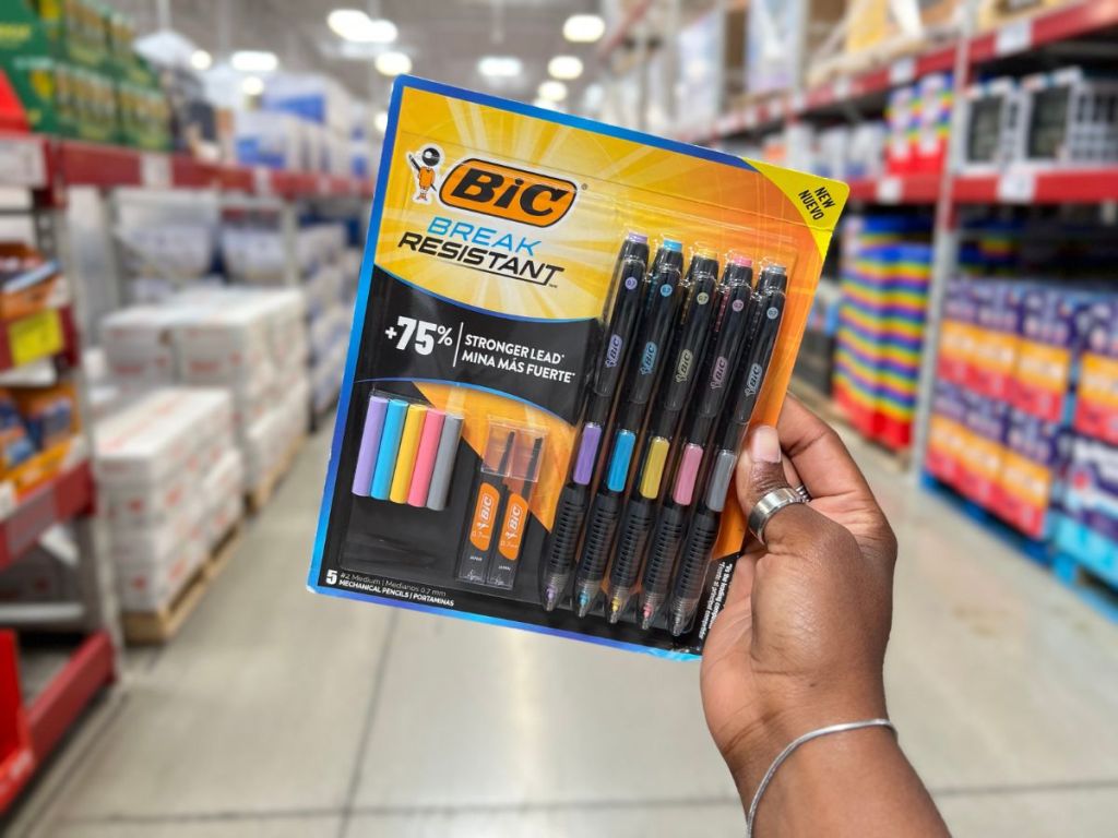 BIC Break-Resistant No. 2 Mechanical Pencils with Erasers in woman's hand at Sam's Club