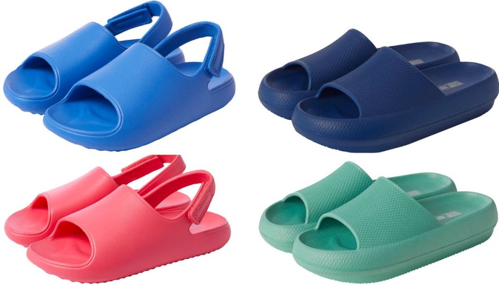 4 pair of slide sandals