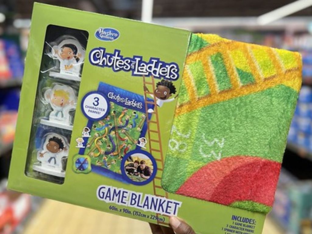 Chutes & Ladders Game Blanket w/ Game Pieces 