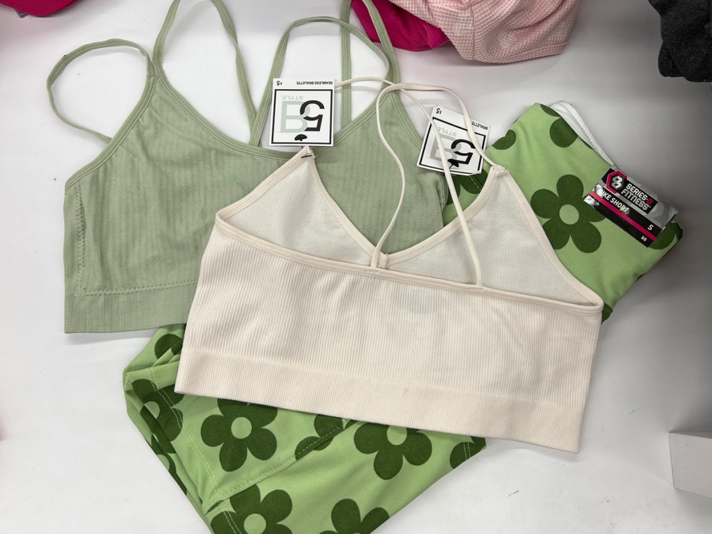5 Below Bralettes and floral bike shorts