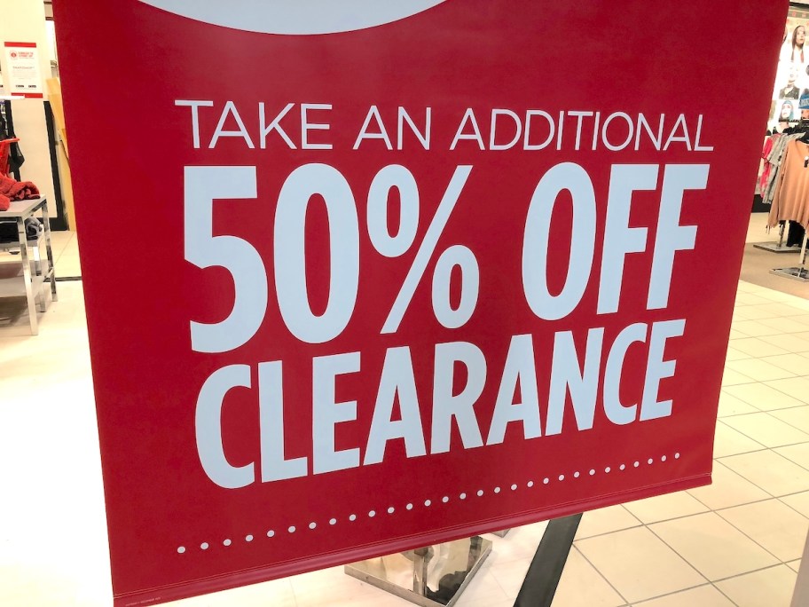 extra 50% off clearance sign what to buy in june 