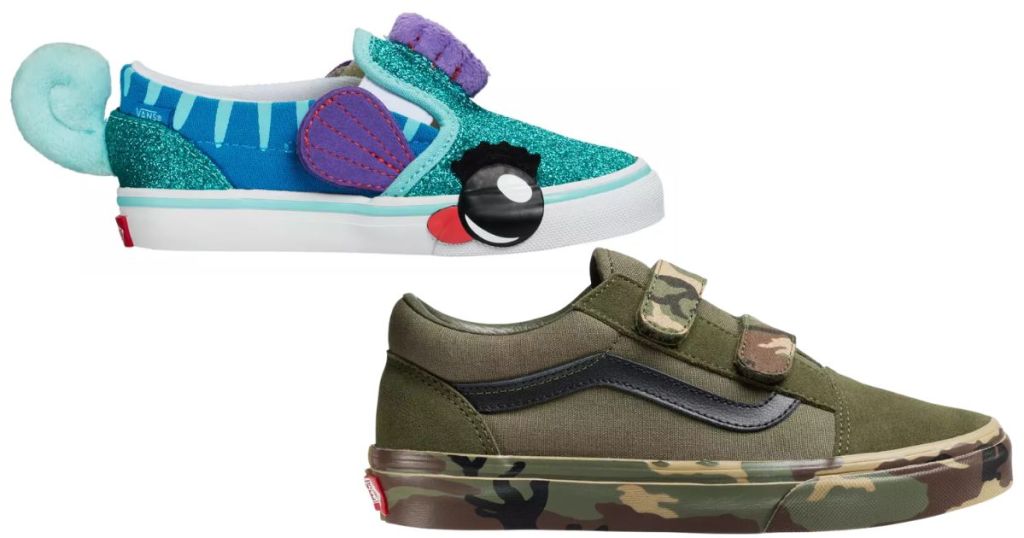 Vans Toddler Classic Slip-On Seahorse Shoes and Vans Preschool Old Skool Shoes Camo