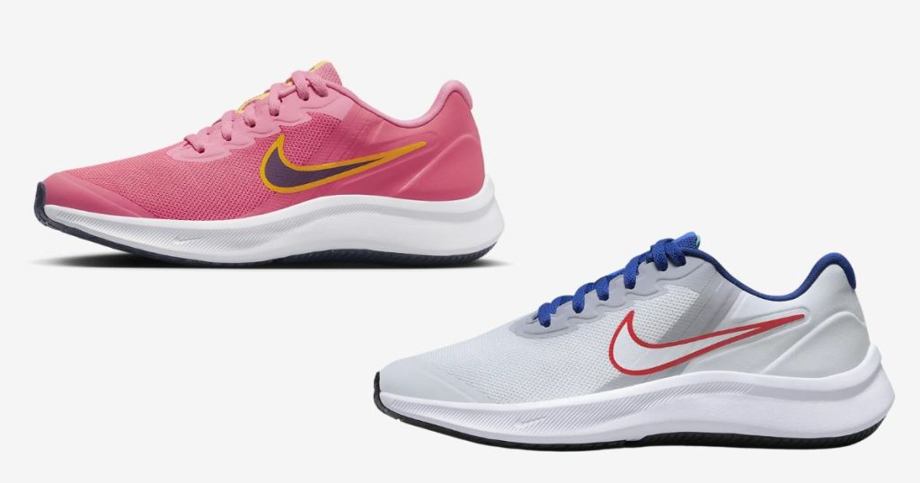 Nike Big Kids Runner 3 shoes in pink and white 