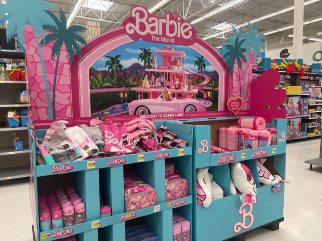 Barbie, Barbie The Movie product display at Walmart