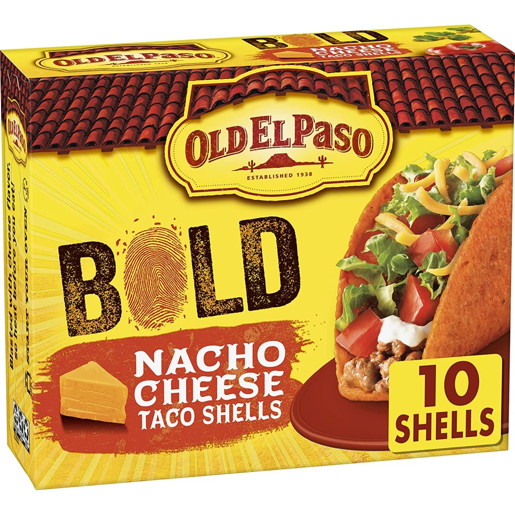Box of Old El Paso Nacho Cheese Flavored Taco Shells