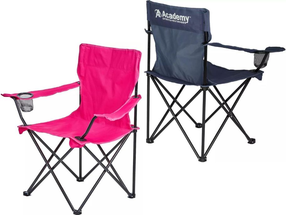 Stock images of a pink and a grey academy sports chair
