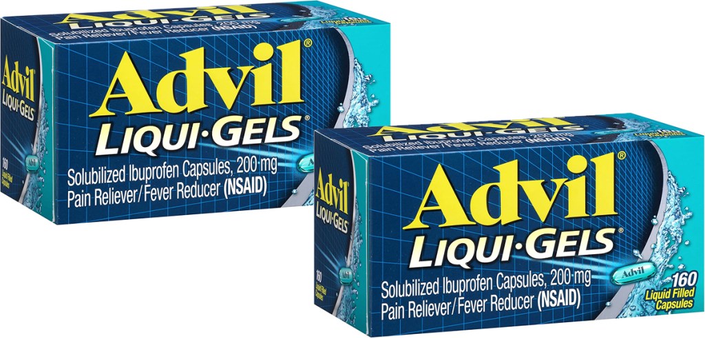 two boxes of Advil Liqui-Gels Pain Reliever