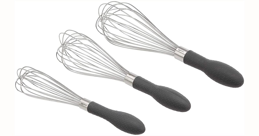 Amazon Basics Stainless Steel Wire Whisk 3-Piece Set 
