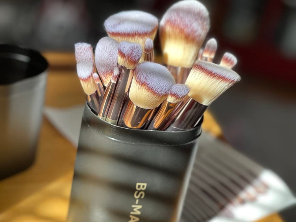 BS-Mall Champagne 18-Piece Makeup Brush Set w/ Case