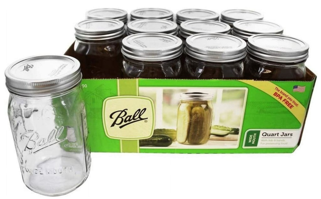 Ball Wide Mouth 64oz Half Gallon Mason Jars with Lids & Bands 12 Pack