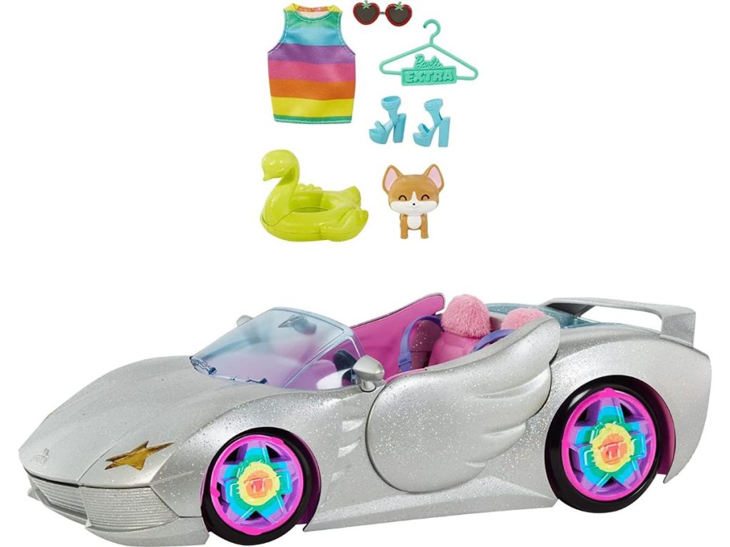 A small Barbie car with small toys