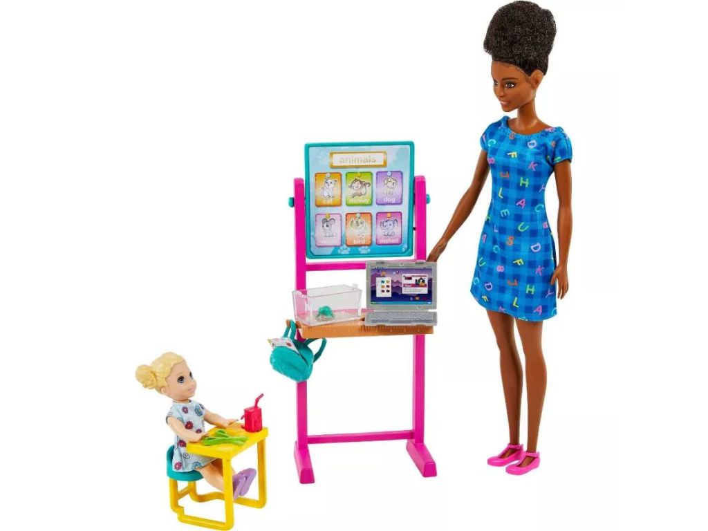 A Barbie teacher with a student
