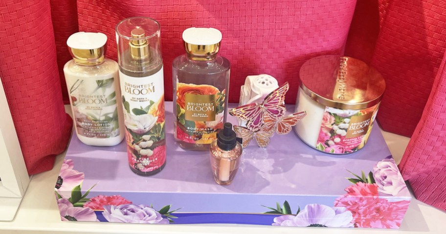 bath & body works Brightest Bloom products on display ins tore