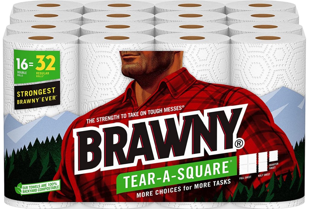 Brawny Tear-A-Square Paper Towels 16 Double Rolls
