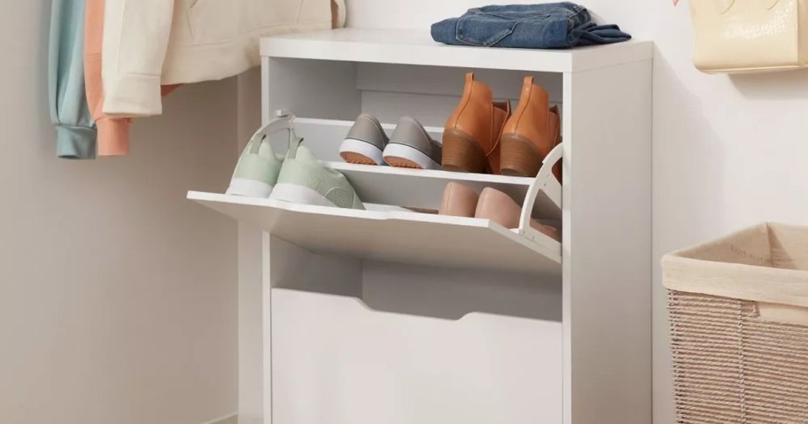 Brightroom Laminate Pivot Open Shoe Cabinet