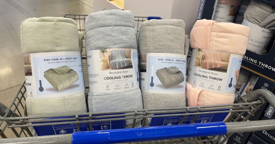 4 Brookfield Home Cooling Throw blankets in a cart