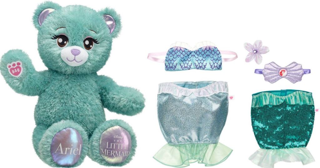 Build-A-Bear Little Mermaid bear and two costumes