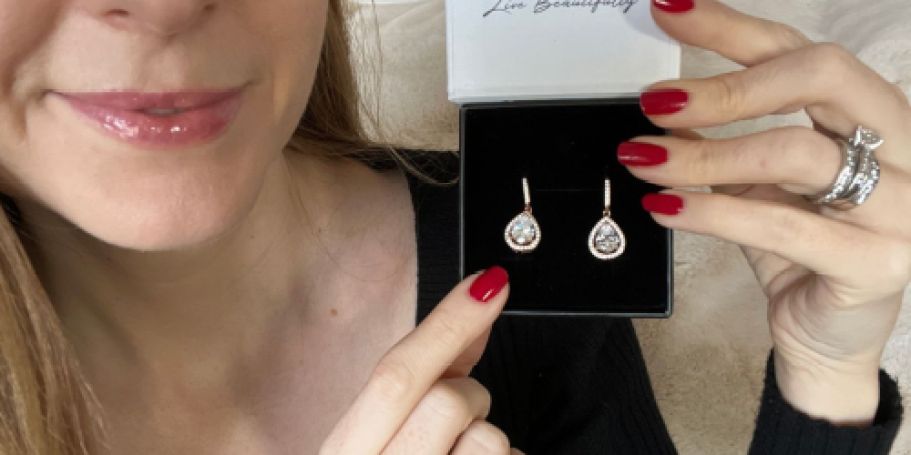 Cate & Chloe 18K Halo Teardrop Earrings JUST $18 Shipped (Great Mother’s Day Gift Idea!)