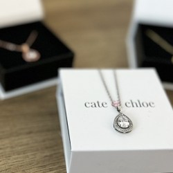 Cate & Chloe Blake True 18K White Gold Halo Pendant Necklace