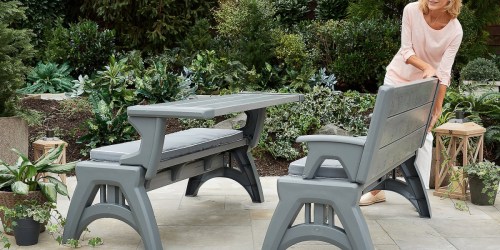 This Highly Rated Bench Easily Converts to a Table & It’s Only $149.48 Shipped!