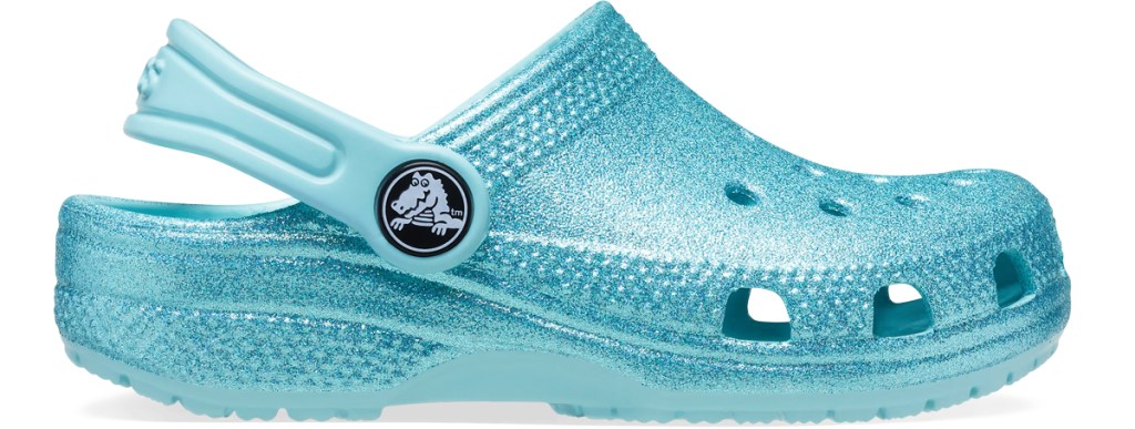 blue glitter crocs clog