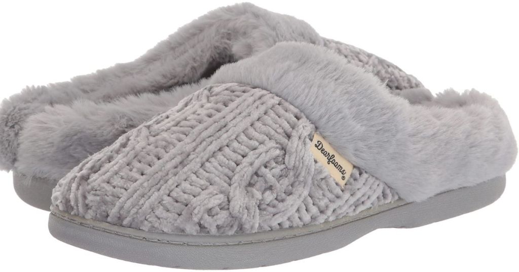 Two grey Dearfoam slippers