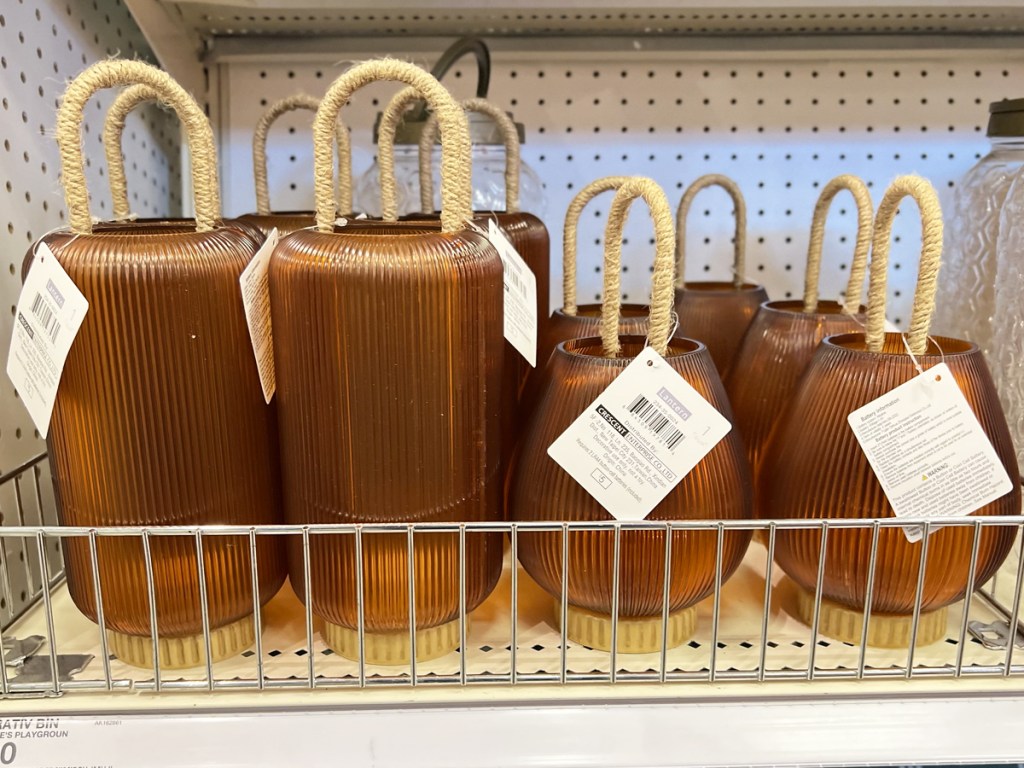 shelf of brown Decorative Lanterns