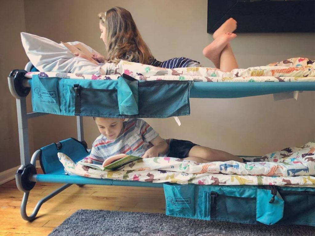 two young girls on each bunk of a Disc-O-Bed Kid-O-Bunk