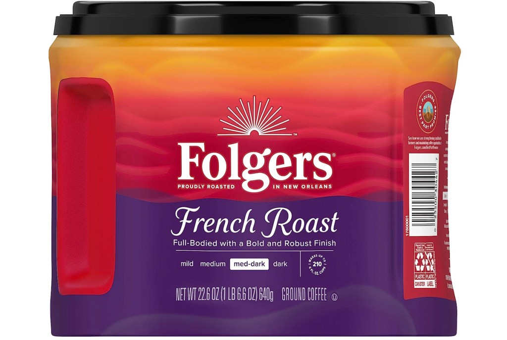 container of Folgers French Roast ground coffee