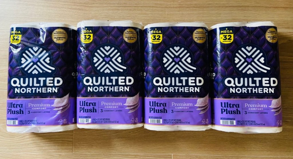 Four Quilted Northern Ultra Plush Toilet Paper 32 Mega Rolls