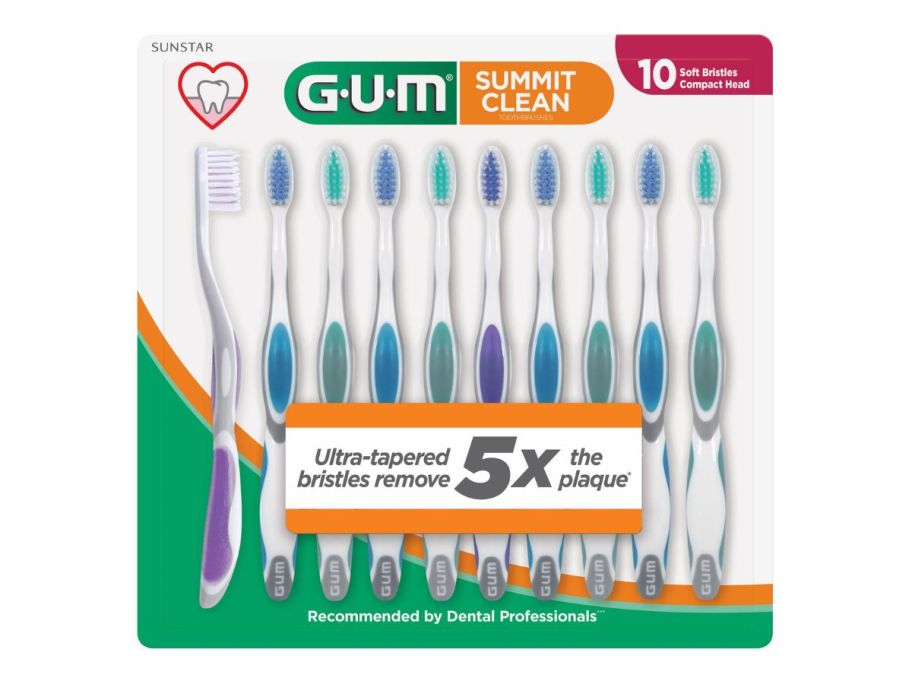 GUM-Summit-Toothbrush-10-pack فرشاة أسنان GUM Summit مكونة من 10 عبوات فقط بقيمة 6.97 دولار يتم شحنها على موقع Costco.com