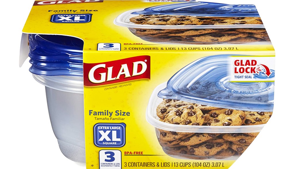 pack of large square glad food containers