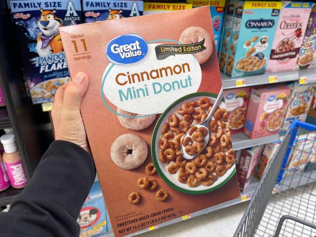 donut flavored cereal in a box