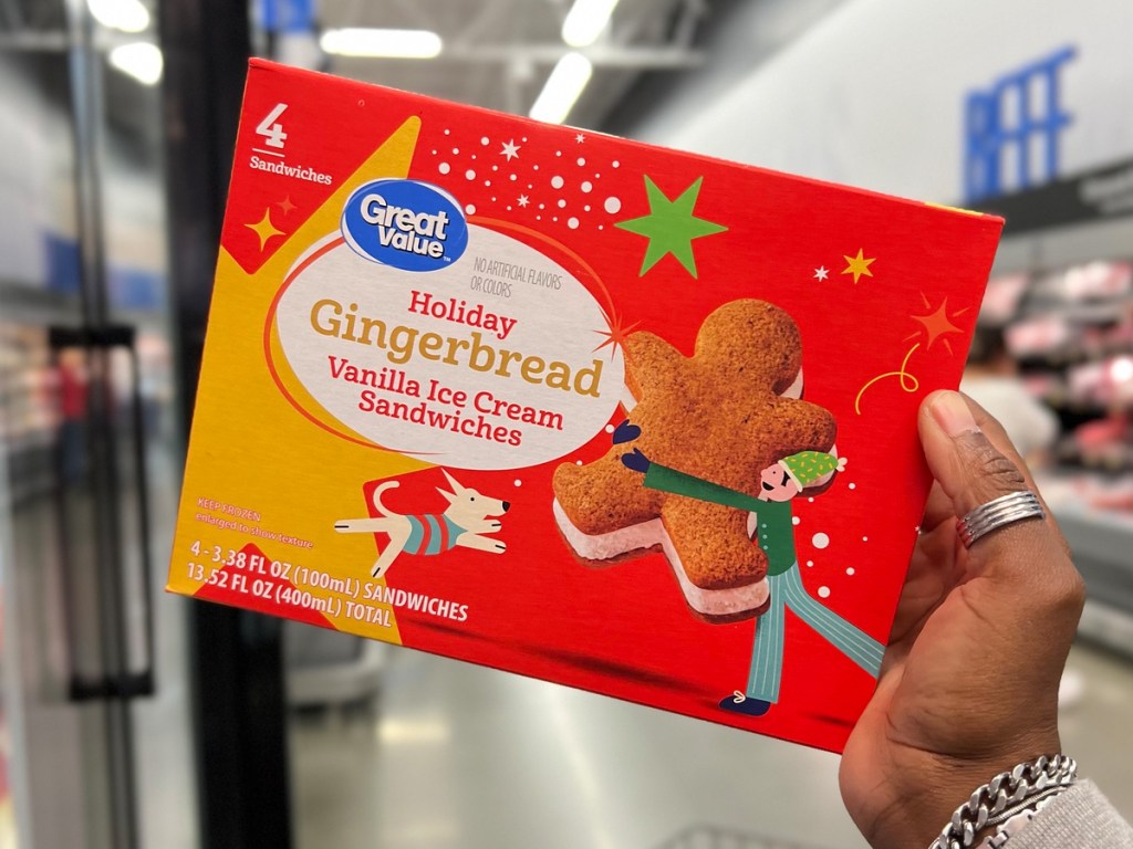 Great Value Holiday Gingerbread Vanilla Ice Cream Sandwiches