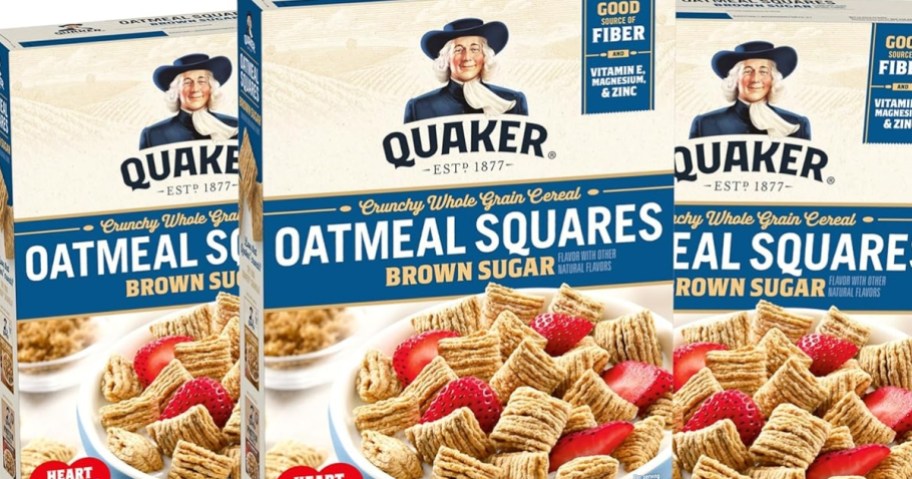 3 boxes of Quaker Oatmeal Squares Brown Sugar Breakfast Cereal