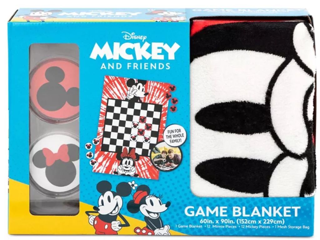 Disney Mickey & Minnie Checkers Game Blanket w/Game Pieces 