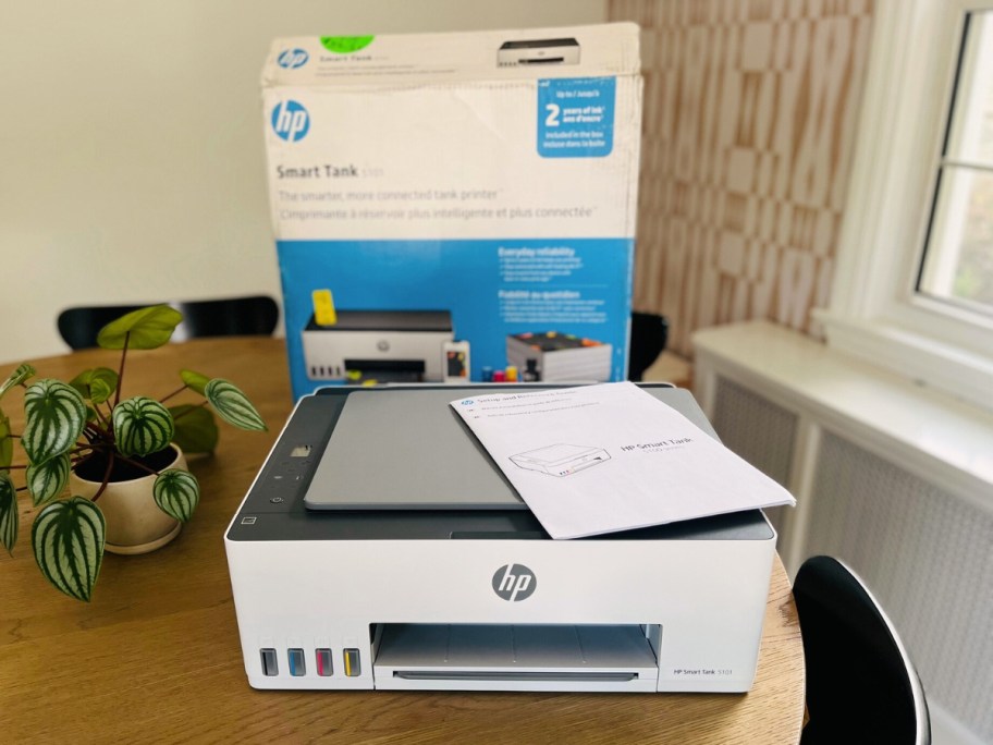 HP Smart Tank 5101 All-in-One Printer sitting on desk