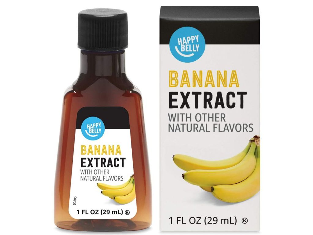 A bottle of banana extract with its box