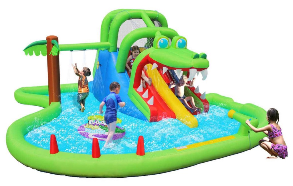 stock photo of huge jungle theme water park for backyard