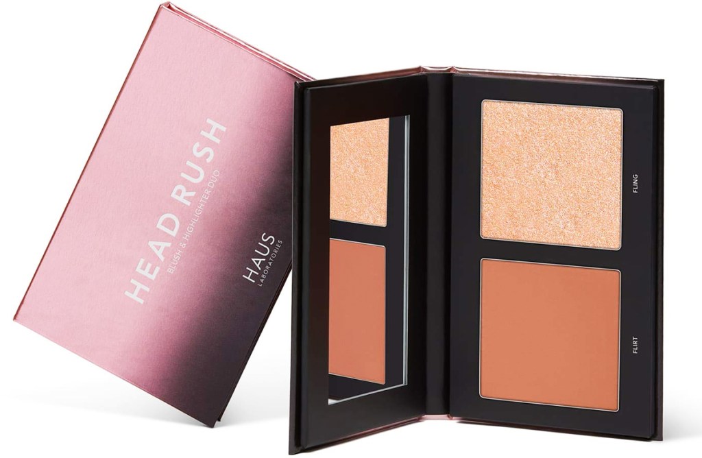 opened compact of blush and highlighter