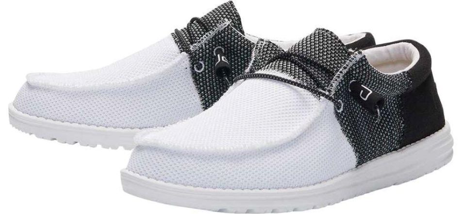 White and black Hey Dude shoes