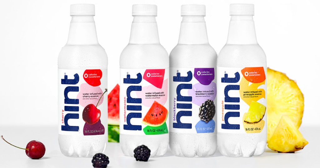 four bottles of hint water